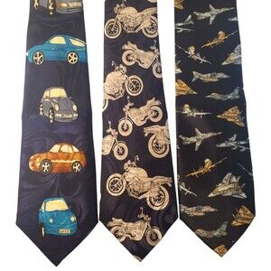 Cars Motorcycles Airplanes Jets Ties #57 - Lot of 3 Novelty Neckties NWT